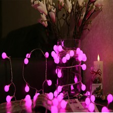 Kuzey 4.30 Metre Pembe Top LED Işık Pembe Işık 220 V Fişli Yılbaşı Ağacı Işığı Pembe Top Işık Pembe LED Işık Noel Işığı