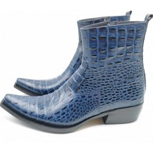 Güvener Lacivert Croco Baskılı Kovboy Bot