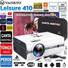 Vankyo Leisure 410 LCD LED Projeksiyon Cihazı - 1080P Destekli - 200 Inç Yansıtma - Dahili Hoparlör - Türkçe Menü - Perdeli