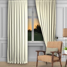 Decoperde Ada Fon Perde Pilesiz Extraforlu Düz Dikim Büzgü Pile Krem