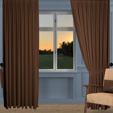 Decoperde Ada Fon Perde Pilesiz Extraforlu Düz Dikim Büzgü Pile Kakao