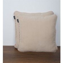 Goccia 2'li Kadife Dokulu Fitilli Kırlent Kılıfı Krem