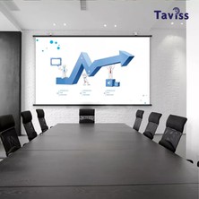 TAVİSS 100 İNÇ 221X124 CM Anti-Light Duvar Tipi Rulo Katlanabilir Projeksiyon Perdesi