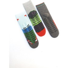 Mem Socks 3 'lü Araba Desenli Kaydırmaz Çocuk Havlu Çorap