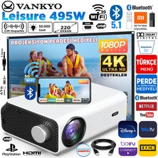 Vankyo Leisure 495W 4K Destekli 5g Wi-Fi + Bluetooth LCD LED Projeksiyon Cihazı - 220 Inç Yansıtma -Dolby Audio Hoparlör