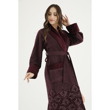 Nuşa Uzun Şalyaka Jakarlı Pamuk Bayan Bornozu