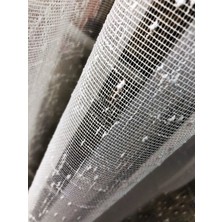 Evdepo Home  Taç Kullanıma Hazır Puanlı Keten 1/2 Seyrek Pile Tül Perde Tek Kanat - Ekru 100 x 270 cm