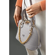 Just Polo Gri Orta Boy Zincir Askılı Yeni Sezon Kadın El & Omuz Çantası ve Cüzdan Kombini 27X20CM MDS20104-1006