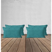 Goccia 4'lü Kadife Dokulu Kırlent Kılıfı Turkuaz