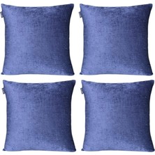 Goccia 4'lü Kadife Şönil Kırlent Kılıfı Lacivert