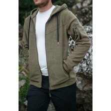Huğlu Outdoor Kapüşonlu Polar Hırka Haki