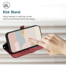 Xstep Case YX0020 iPhone 14 Için Akıllı Telefon Kılıfı Pu Pu Deri Eller Stand Çift Manyetik Toka Telefon Kapak Kabuğu Kayışlı (Yurt Dışından)