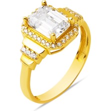 Bilezikci 14 Ayar Altın Baget Taşlı Yüzük