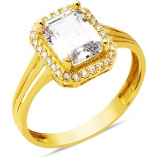 Bilezikci 14 Ayar Altın Baget Taşlı Yüzük