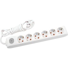 Viko Multi-Let 6'lı Topraklı Kablolu Çocuk Korumalı 2 Metre Anahtarlı Priz Beyaz