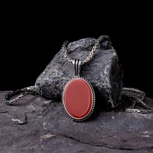 Tesbih Sepetim Akik Taşlı Oval Model 925 Ayar Gümüş Kolye