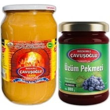 Bozkırlı Çavuşoğlu Odun Ateşinde Kepeksiz Bozkır Tahini Cam Kavanoz 930 gr + Üzüm Pekmezi Cam Kavanoz 800 gr