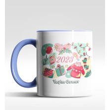 Hediye Zengini Kişiye Özel Yeni Yıl 2022 Tasarımlı Mavi Kupa