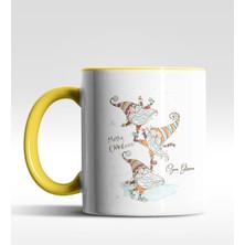 Hediye Zengini Kişiye Özel Gnome 3 Cüce Tasarımlı Sarı Kupa