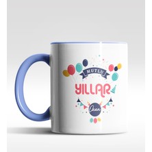 Hediye Zengini Kişiye Özel Mutlu Yıllar Tasarımlı Mavi Kupa