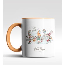 Hediye Zengini Kişiye Özel Gnome 3'lü Cüce Tasarımlı Turuncu Kupa