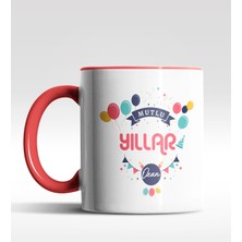 Hediye Zengini Kişiye Özel Mutlu Yıllar Tasarımlı Kırmızı Kupa