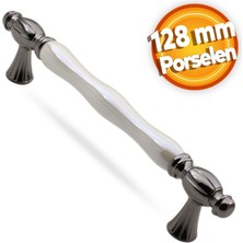 Helmond Lüks Porselen Mobilya Çekmece Dolap Kapak Kulpu Kulbu 128 mm Sedef Füme