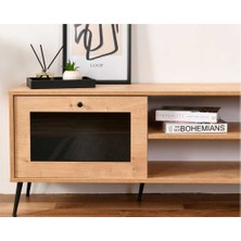 Vow Home Living Calvin Cam Kapaklı Tv Ünitesi -Tekkapaklı -Raflı