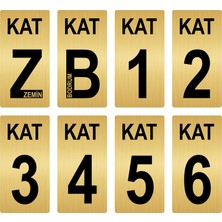 Özarslan Dizayn Apartman Bina Kat Numarası Levhası 7X14 cm Altın Renk