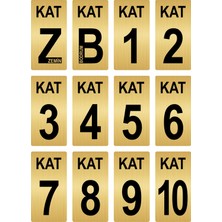 Özarslan Dizayn Apartman Bina Kat Numarası Levhası 5X10 cm Altın Renk