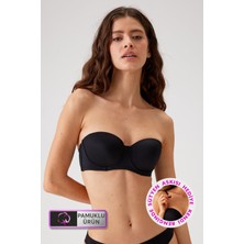 Pierre Cardin 2'li Ekonomik Paket Siyah - Ten 6315 Siena Desteksiz Balenli Straplez Pamuklu Sütyen Set