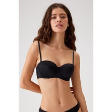Pierre Cardin 2'li Ekonomik Paket Siyah - Ten 6315 Siena Desteksiz Balenli Straplez Pamuklu Sütyen Set