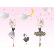 Eko Dekor 3boyutluduvarkagitlari Balerin Kızlar Çocuk Odası Duvar Kağıdı Kanvas Tek Parca