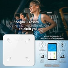 Teknoexpress LCD Ekran Bluetoothlu Akıllı Tartı Vücut Analizi-Yağ-Kas-Kalori Terazi Ios-Androıd Uyumlu Baskül Yağ Ölçer Fonksiyonlu Akıllı Bluetooth Tartı Baskül