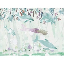 Eko Dekor 3boyutluduvarkagitlari Deniz Kızı Özel Tasarım Çocuk Odası Duvar Kağıdı Kanvas Tek Parca