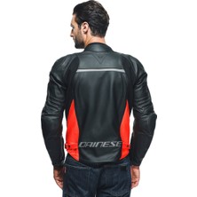 Daınese Ceket Racıng 4 Leather Jacket Black Fluo Red