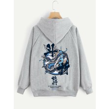 Relax Family Xf Erkek Siyah Kapişonlu Sweatshirt Snake Baskılı Kışlık Unisex Model