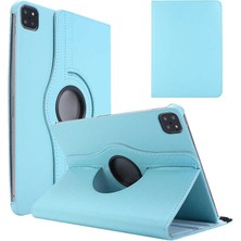 Case 4U Apple iPad Pro 12.9 2022 M2 Kılıf Uyku Modlu 360 Derece Dönebilen Standlı Tablet Kılıfı Açık Mavi