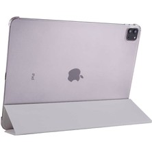 Case 4U Apple iPad Pro 12.9 2022 M2 Smart Cover Katlanabilir Standlı Tablet Akıllı Kapak Gri