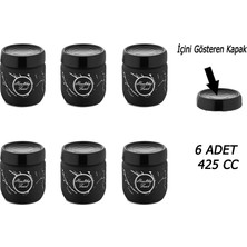 Qlüx Marble Cam Kavanoz - 425 cc X6 Adet Içini Gösteren Kapak