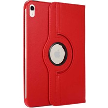 Case 4U Apple iPad 10.9 (10.Nesil) 2022 Kılıf Uyku Modlu 360 Derece Dönebilen Standlı Tablet Kılıfı Kırmızı