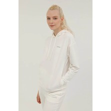 Lumberjack Kadın Sweatshirt Ekru  101339088 2W W-SN80 Basıc Hoodie 2pr