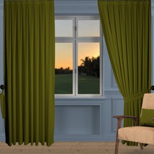 Decoperde Ada Fon Perde Pilesiz Extraforlu Düz Dikim Büzgü Pile Yağ Yeşili