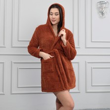 Caqqa Süper Soft Taba Kapüşonlu Welsoft Sabahlık