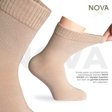 Nova Socks Erkek 4'lü Bambu Lastiksiz Sıkmayan Extra Rahat Şeker Çorabı / Çorap