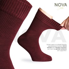 Nova Socks Erkek 4'lü Bambu Lastiksiz Sıkmayan Extra Rahat Şeker Çorabı / Çorap