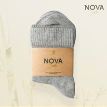 Nova Socks Erkek 4'lü Bambu Lastiksiz Sıkmayan Extra Rahat Şeker Çorabı / Çorap