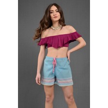 Dosimira Şort- Kısa Turkuaz Plaj Şortu