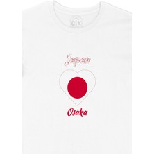 Cix Osaka Japonya Bayraklı Kalpli Tişört