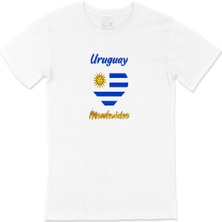 Cix Montevideo Uruguay Bayraklı Kalpli Tişört